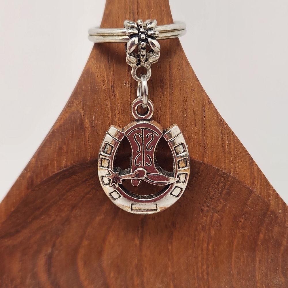 Cowboy Boots and Lucky Horseshoe Keychain